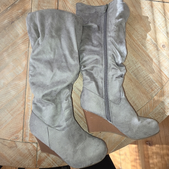 ☆JC Y2k Wedge Heel Slouch Gray Boots☆ - Picture 4 of 8